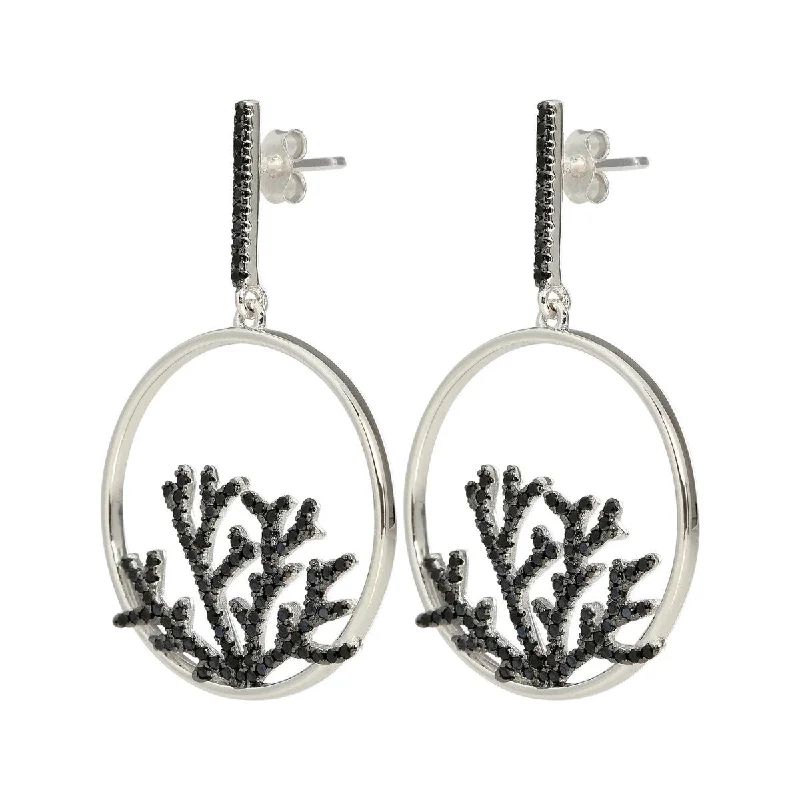 slender drop earrings-925 Sterling Silver Black Spinel Earrings