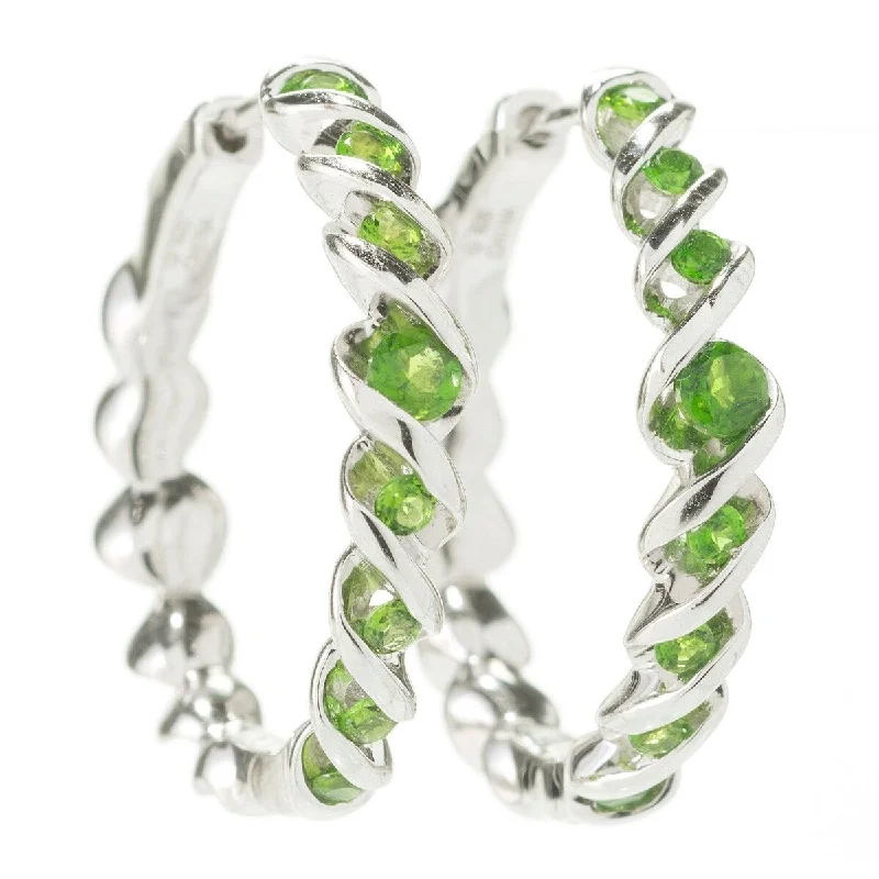 floral-inspired stud earrings-925 Sterling Silver Chrome Diopside Earrings