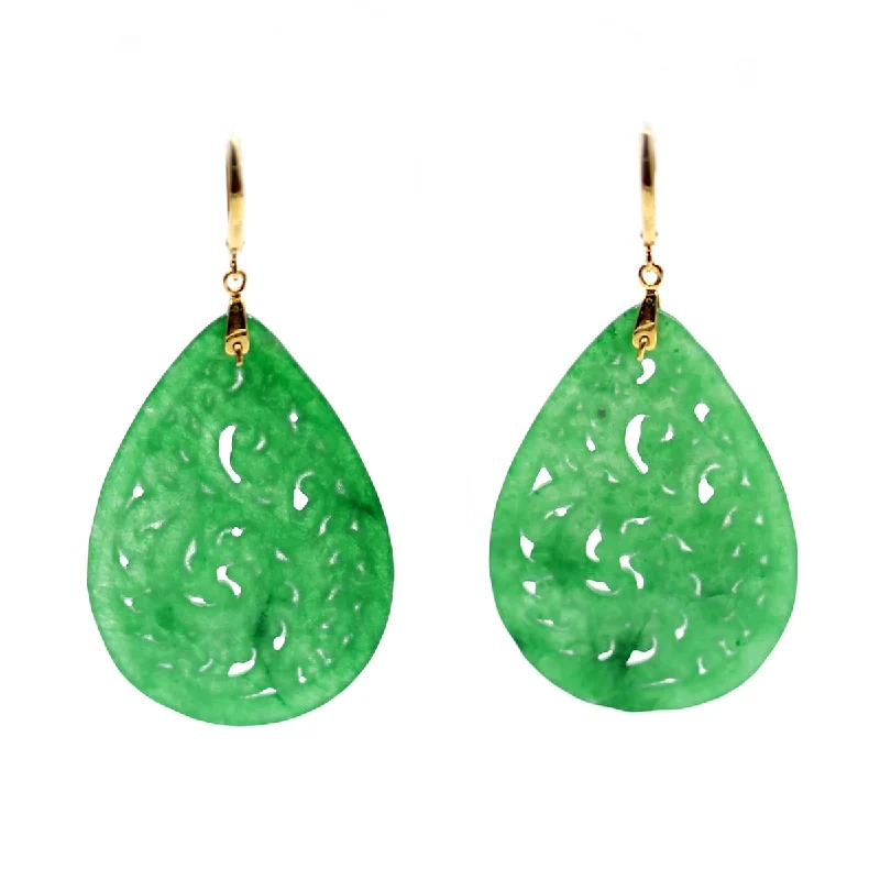 pearl interlocked earrings-925 Sterling Silver Dyed Green Jade Dangle Earrings