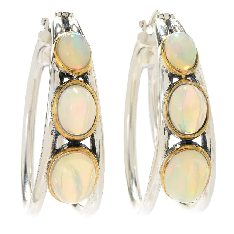 tech matte earrings-925 Sterling Silver Ethiopian Opal Earrings