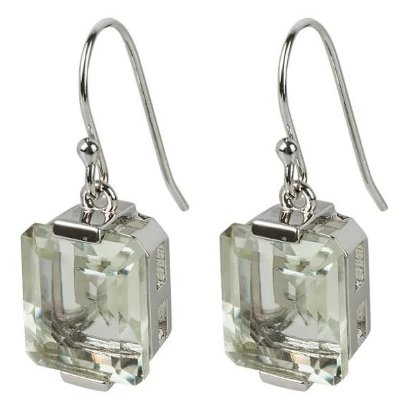 gleaming stud earrings-925 Sterling Silver Green Amethyst Dangle Earrings