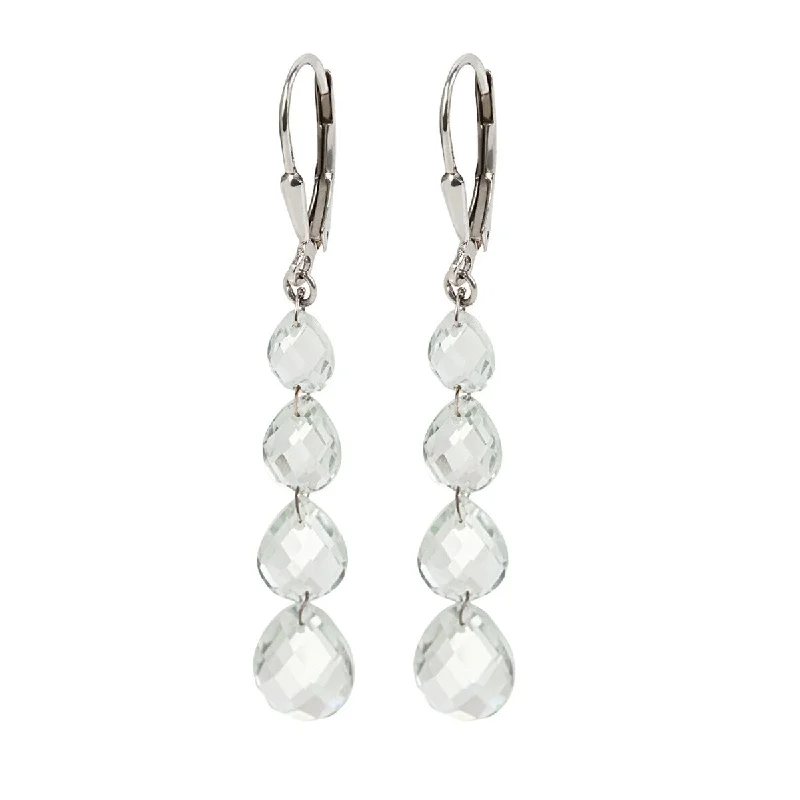 retro-style earrings-925 Sterling Silver Green Amethyst Drop Earrings