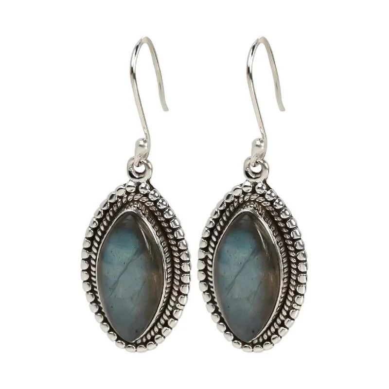 rose gold seven-layer earrings-925 Sterling Silver Labradorite Drop & Dangle Earrings