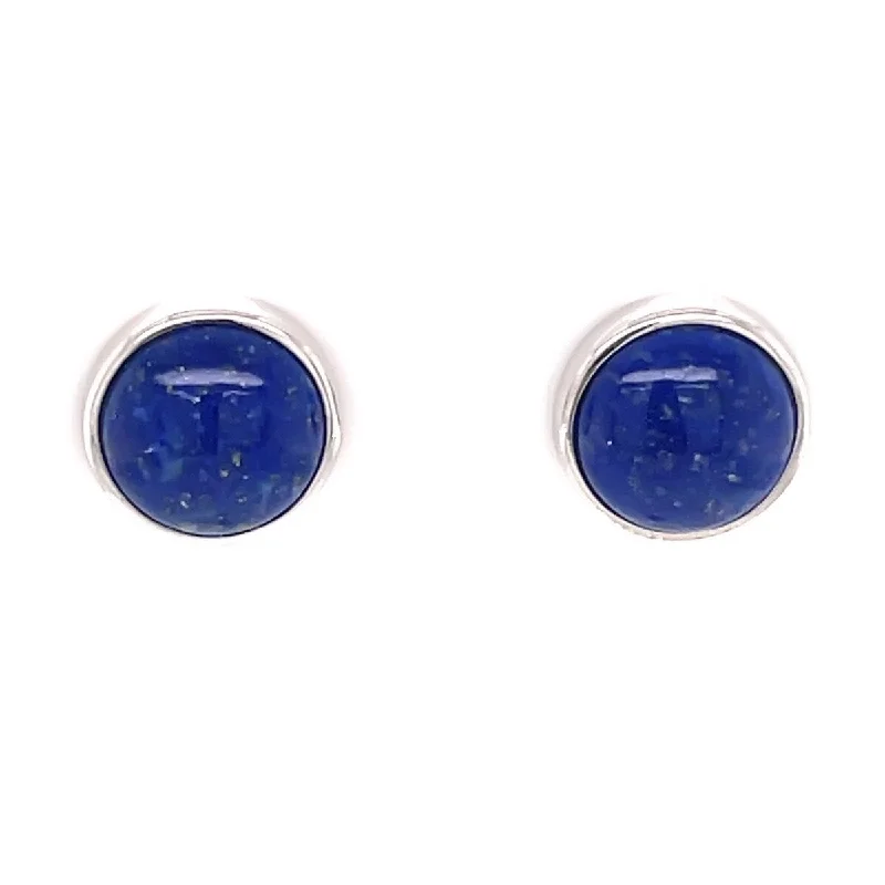 rose gold ripple earrings-925 Sterling Silver Lapis Lazuli Earrings