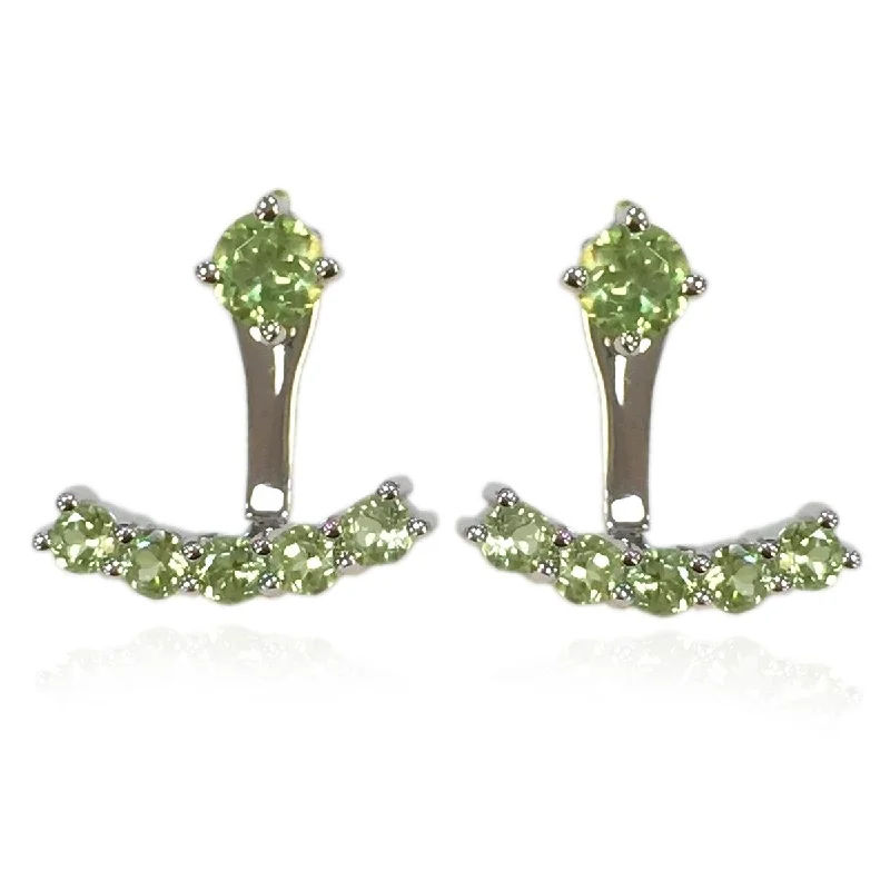 adaptable gemstone earrings-925 Sterling Silver Peridot 2 in 1 Earrings