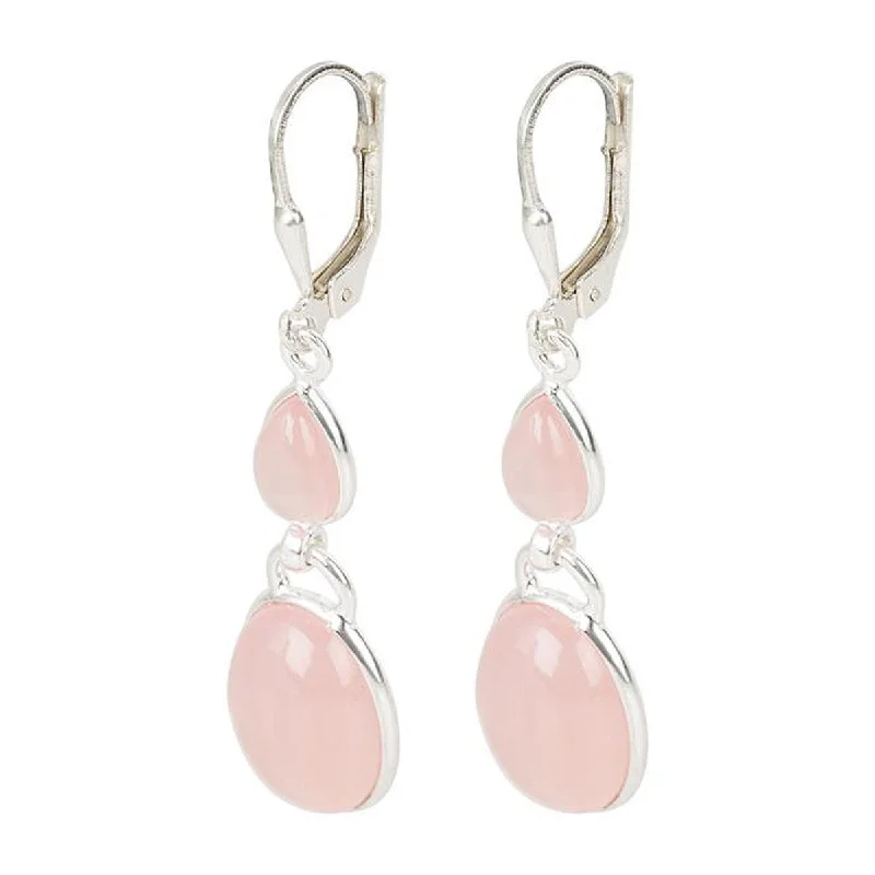 tech sleek earrings-925 Sterling Silver Pink Chalcedony Dangle Earrings