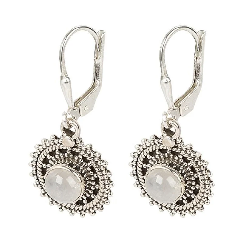 gleaming stud earrings-925 Sterling Silver Rainbow Moonstone Drop & Dangle Earrings