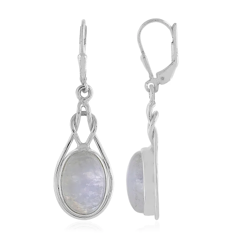 chiseled hoop earrings-925 Sterling Silver Rainbow Moonstone Drop & Dangle Earrings