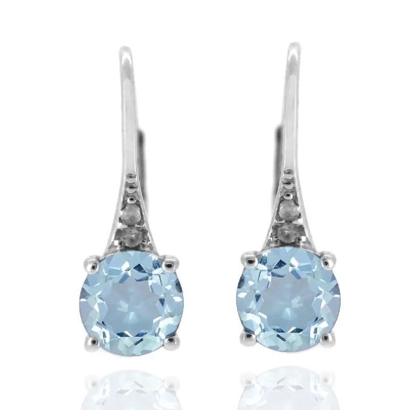 pearl interlocked earrings-925 Sterling Silver Sky Blue Topaz and Diamond Earrings