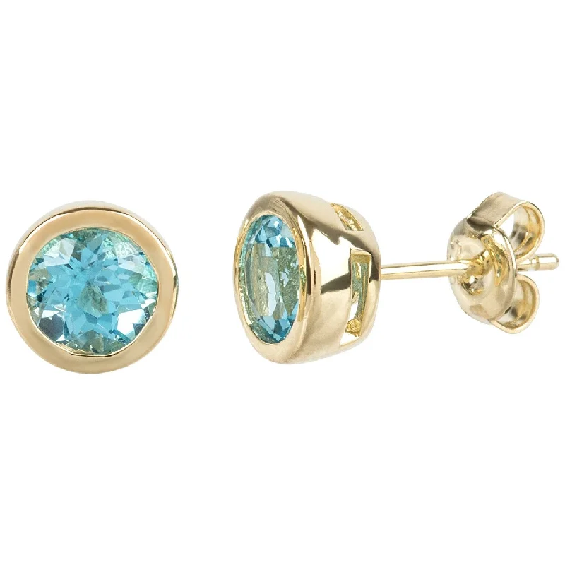 seven-gem stud earrings-925 Sterling Silver Swiss Blue Topaz Earrings