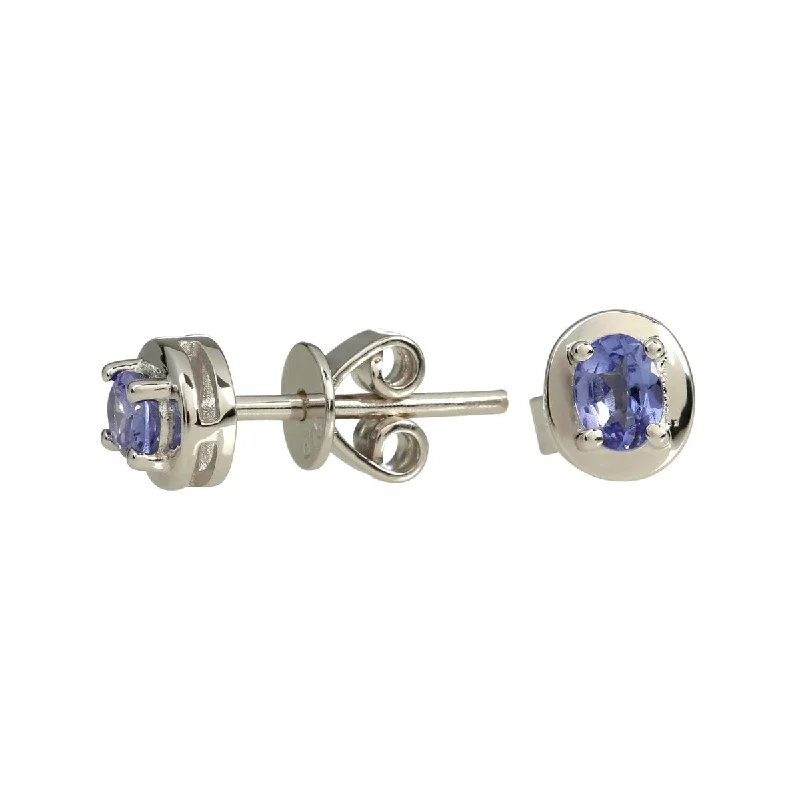 raw sapphire earrings-925 Sterling Silver Tanzanite Earrings