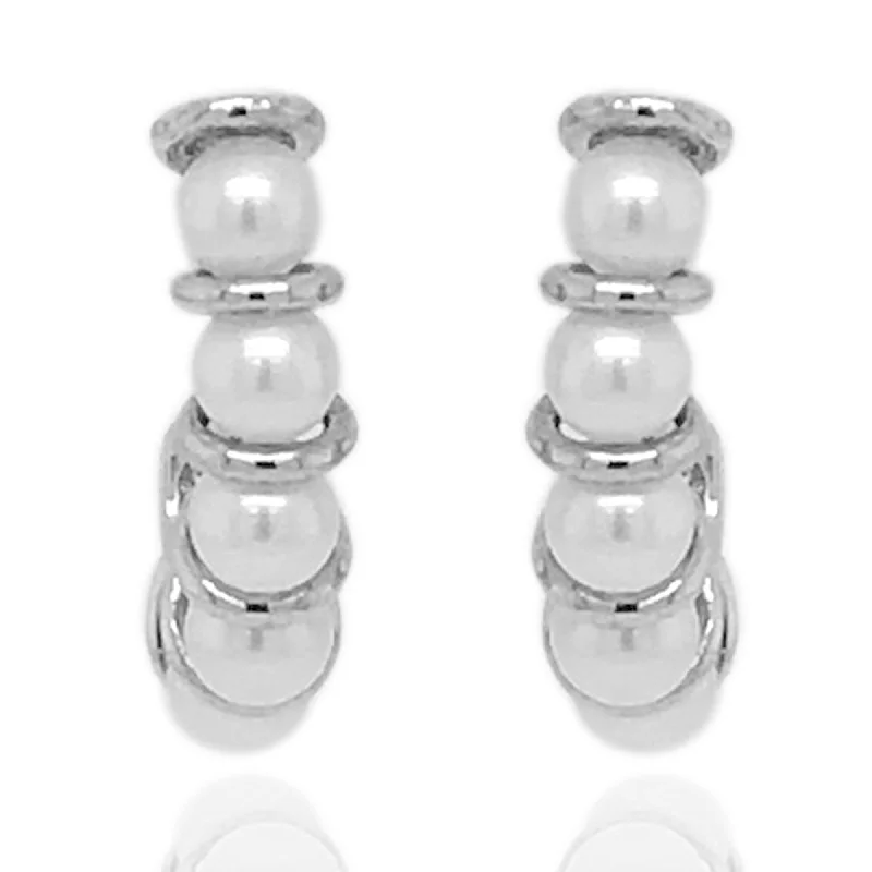 ripple-shaped charm earrings-925 Sterling Silver White Pearl Earrings