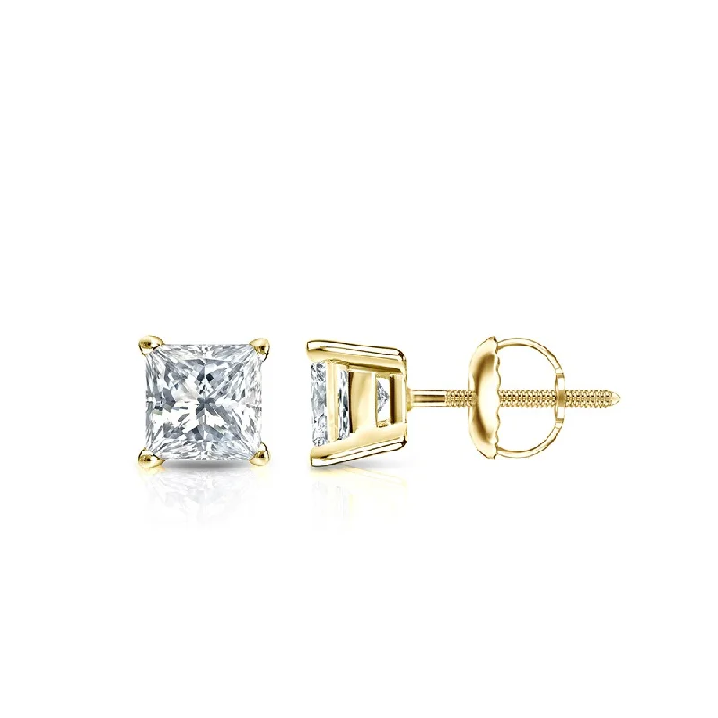 seven-gem stud earrings-Auriya 1/2ctw Princess-cut Diamond Stud Earrings 14k Gold (I-J, SI2-SI3)