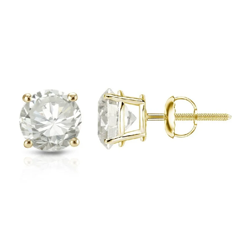 gothic gold earrings-Auriya 1/4ct to 1ct TW Round Diamond Stud Earrings 14k Yellow Gold (H-I, VS1-VS2)