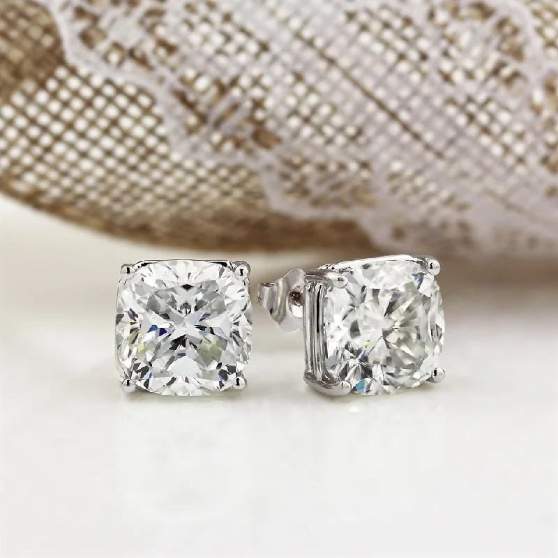 adaptable silver earrings-Auriya 10 Carat GTW Cushion Cut Moissanite Stud Earrings 14k Gold