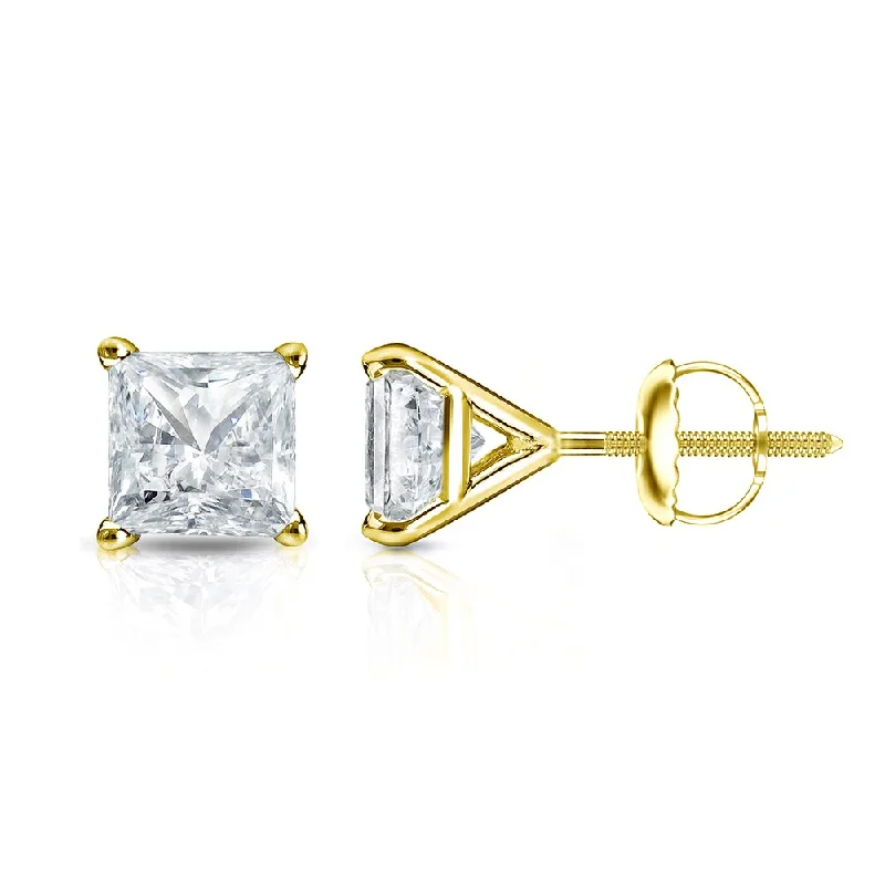 floral-inspired stud earrings-Auriya 14k Gold 1/4cttw Princess-cut Diamond Stud Earrings Martini-set (I-J, SI2-SI3)