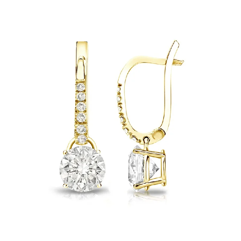 ripple-shaped earrings-Auriya 14k Gold 1ct TDW Round Diamond Dangle Earrings