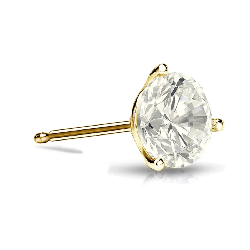 sculpted diamond earrings-Auriya 14k Gold 3/4ct TDW Round SINGLE STUD (1) Diamond Earring