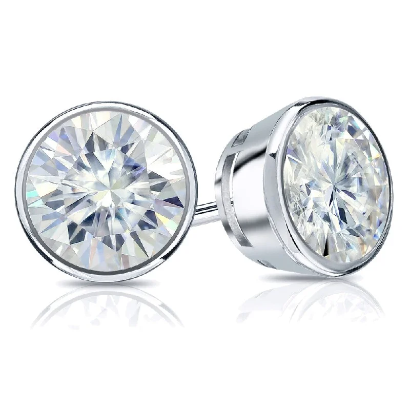 tech sleek earrings-Auriya 14k Gold 5ctw Bezel-set Round Moissanite Stud Earrings