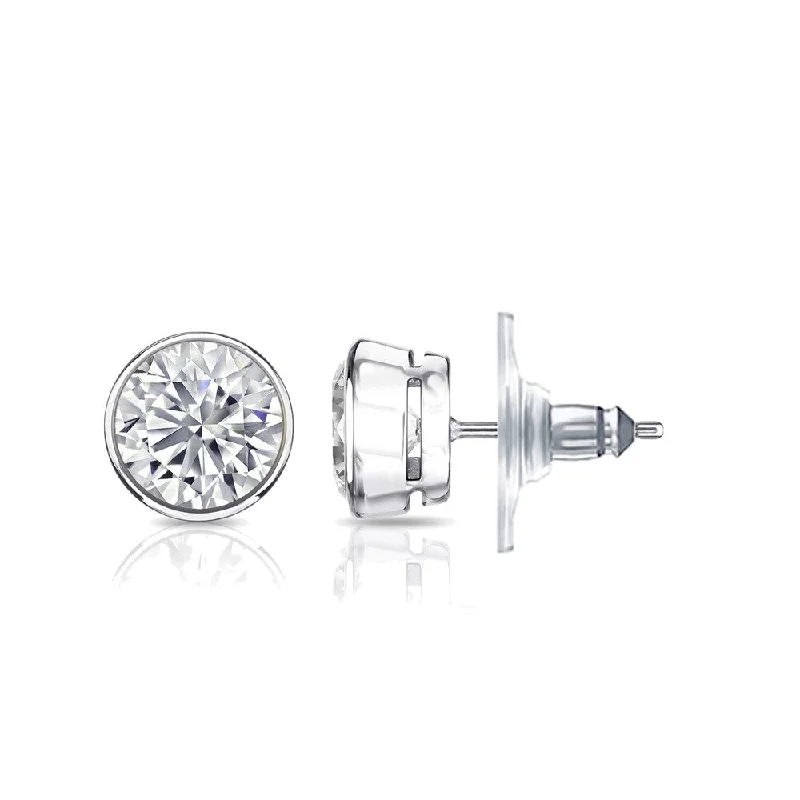 sturdy silver earrings-Auriya 14k Gold Certified 1.70 ct. TDW Secure-Lock Bezel Set Round Diamond Stud Earrings