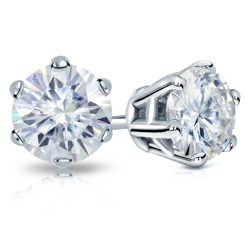 seven-gem stud earrings-Auriya 18k Gold 2ctw Round Moissanite Stud Earrings - 6.5 mm