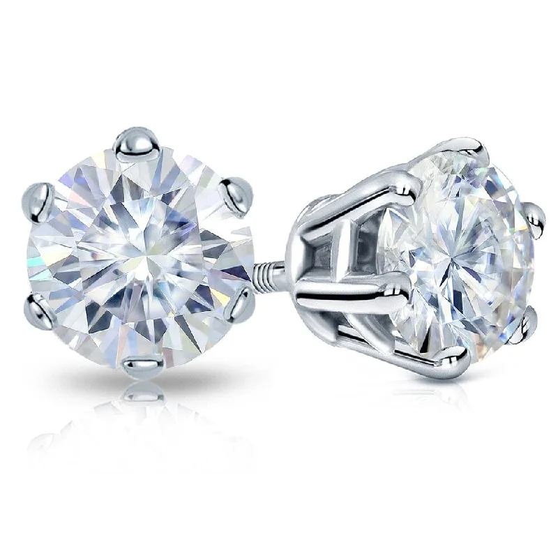 sculpted silver earrings-Auriya 18k Gold 5ctw Round Moissanite Stud Earrings