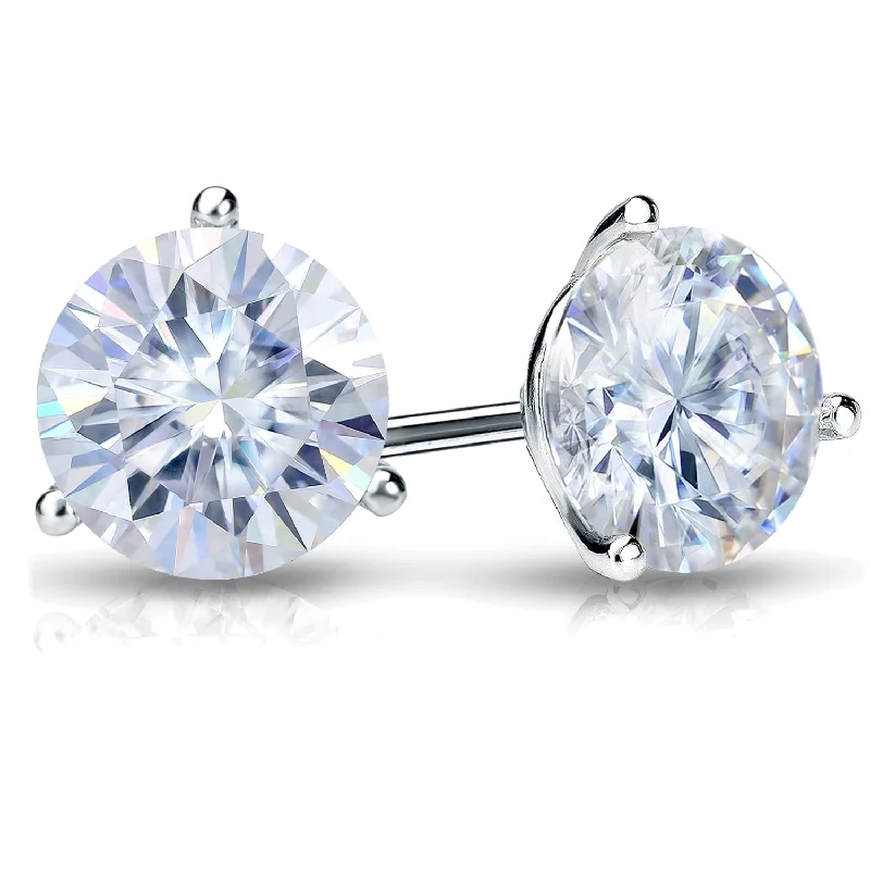 glowing gold earrings-Auriya 1ctw Round Moissanite Stud Earrings 18k Gold Martini-set - 5 mm