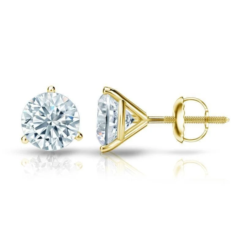 custom orbit earrings-Auriya 2 1/2ctw 3 Prong Martini Set Round Diamond Stud Earrings 14K Gold Certified