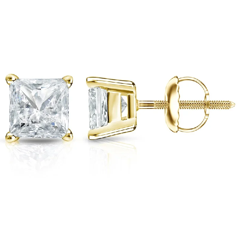 retro-style earrings-Auriya 2ctw Princess-cut Diamond Stud Earrings 14k Gold (I-J, SI2-SI3)