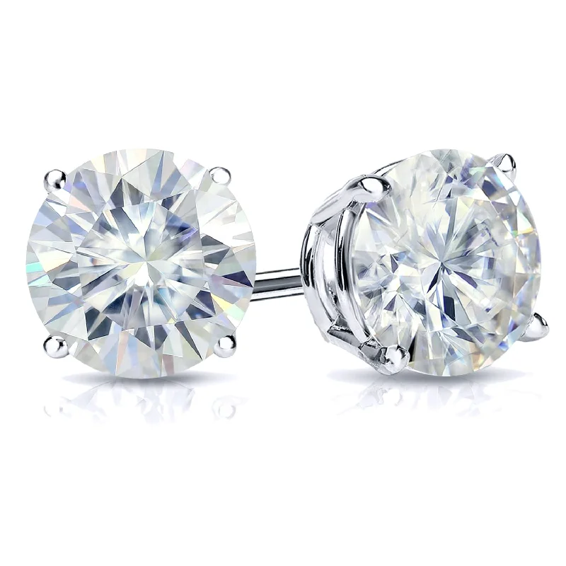 fluid chandelier earrings-Auriya 2ctw Round Moissanite Stud Earrings 18k Gold 4-Prong Basket - 6.5 mm