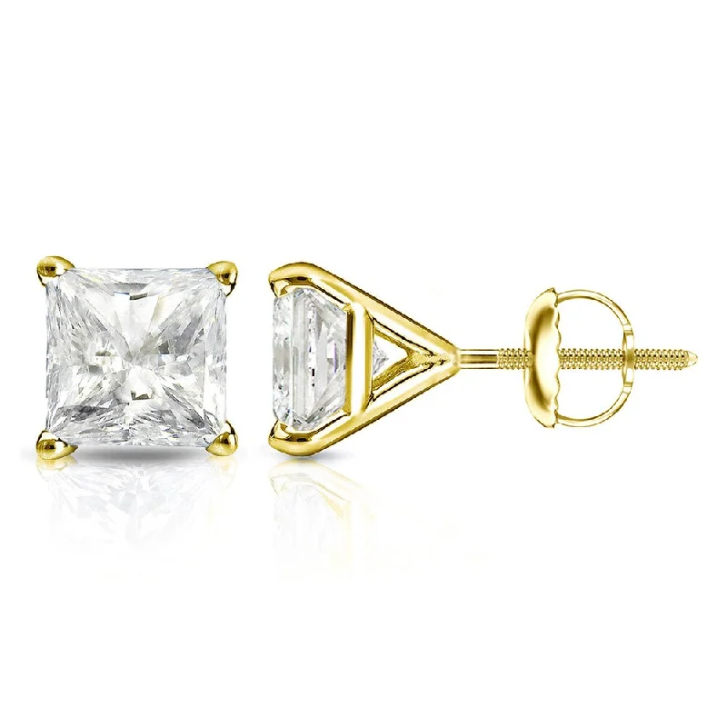 tech rivet earrings-Auriya 3/4ctw Princess-cut Diamond Stud Earrings 14k Gold Martini-set