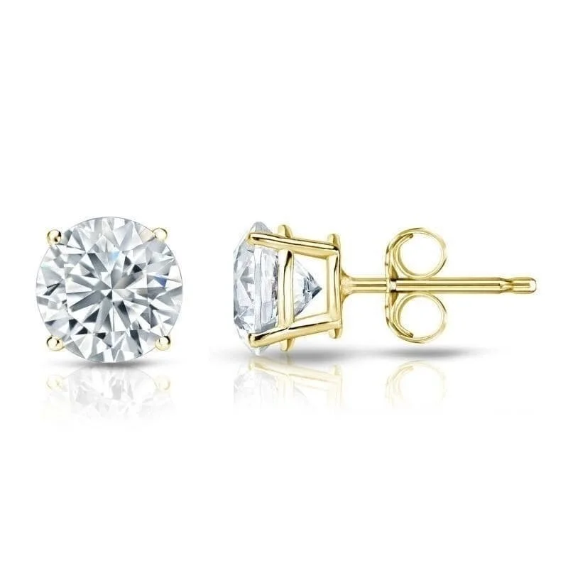 pearl interlocked earrings-Auriya 3ctw Round Diamond Stud Earrings 18kt Gold Certified