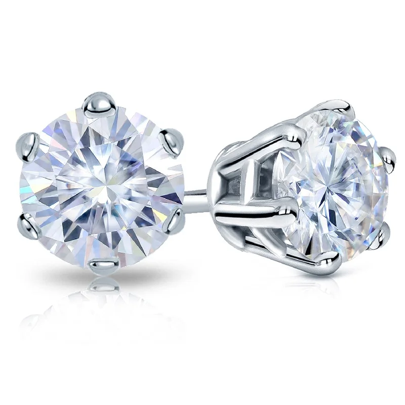 ripple-shaped earrings-Auriya 6ctw Round Moissanite Stud Earrings 18k Gold