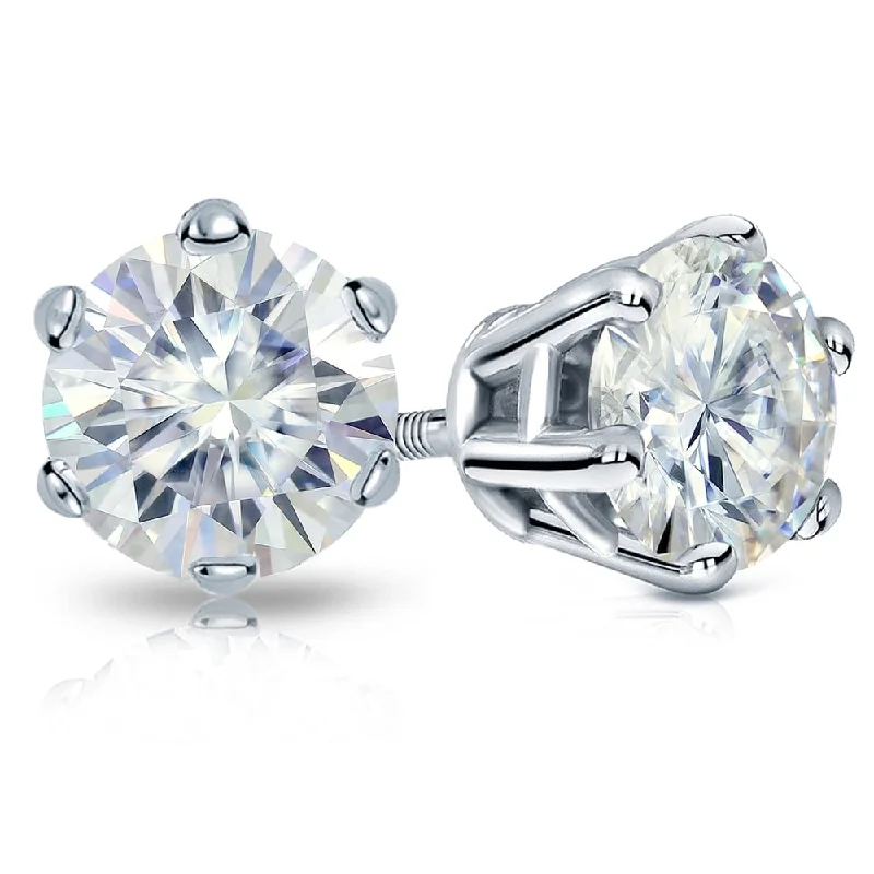 night diamond earrings-Auriya 7ctw Round Moissanite Stud Earrings 14k Gold