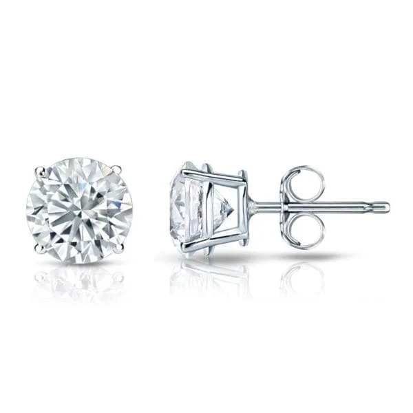 night diamond earrings-Auriya Platinum 1 1/2ctw Round Diamond Stud Earrings Certified