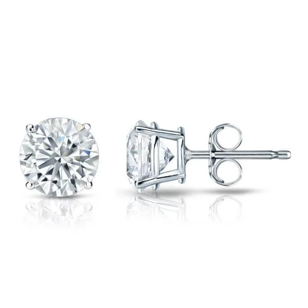 chiseled monogram earrings-Auriya Platinum 1 1/4ctw Round Diamond Stud Earrings GIA Certified