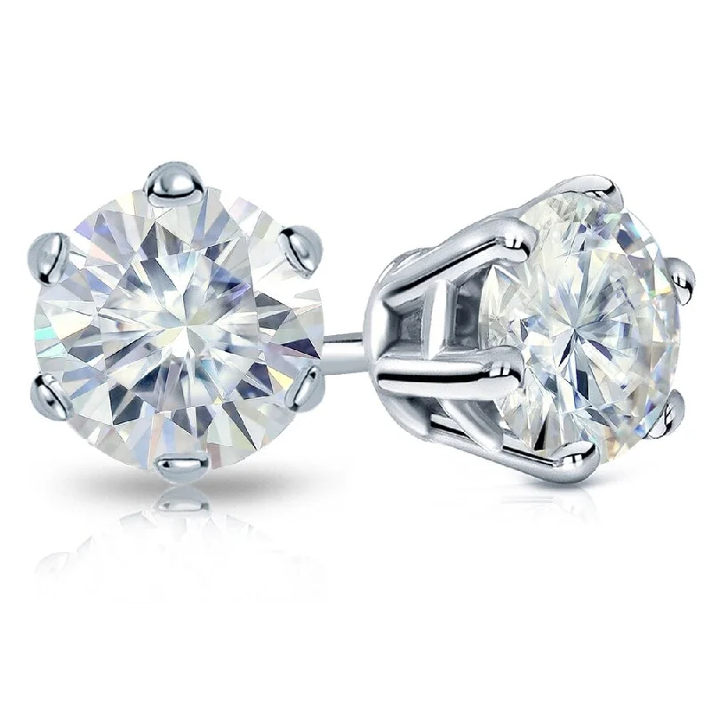 coiled silver earrings-Auriya Platinum 6ctw Round Moissanite Stud Earrings