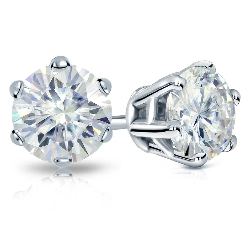 topaz stud earrings-Auriya Platinum 7ctw Round Moissanite Stud Earrings