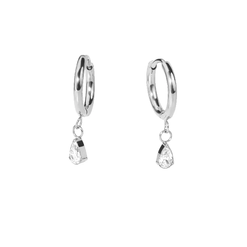 furrowed silver earrings-Beth Huggie Earrings