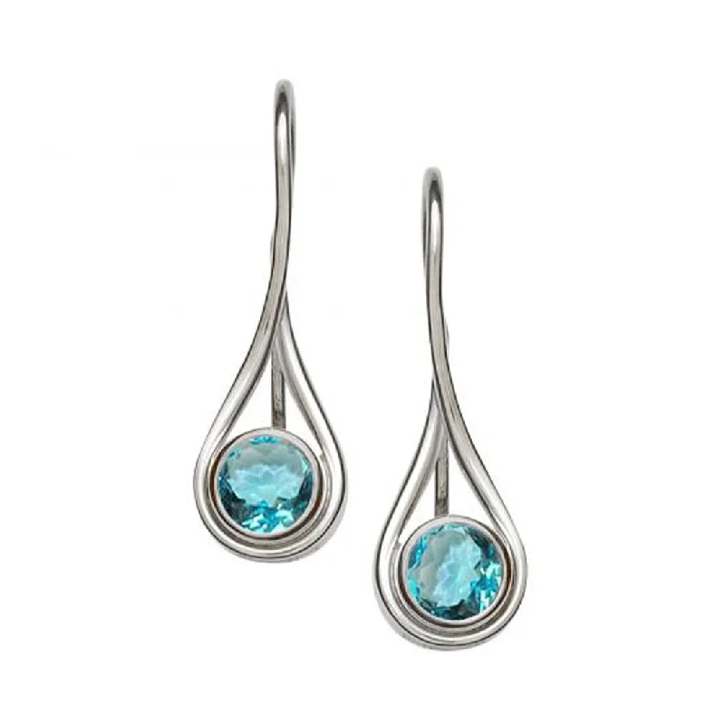 custom orbit earrings-Blue Topaz Drop Earrings