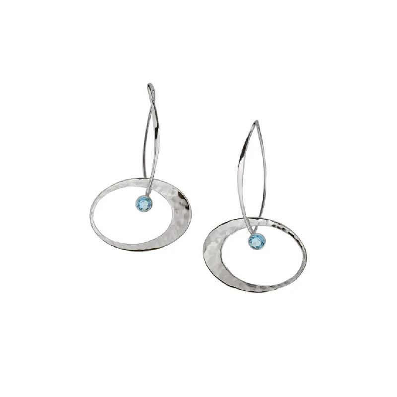 rose gold interlocked earrings-Blue Topaz Sterling Silver Earrings