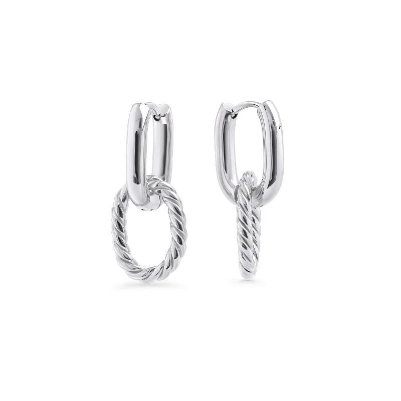 distressed silver hoop earrings-Cecilia Huggie Earrings