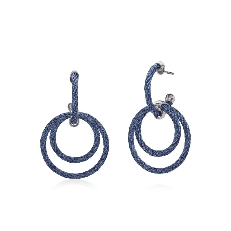 sprig engraved earrings-Circle Drop Earrings