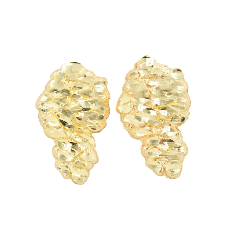 sprig charm earrings-10k Yellow Gold Nugget Earrings. Small