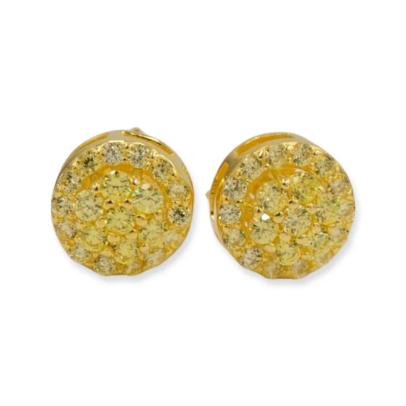 sprig stud earrings-CZ SILVER EARRINGS