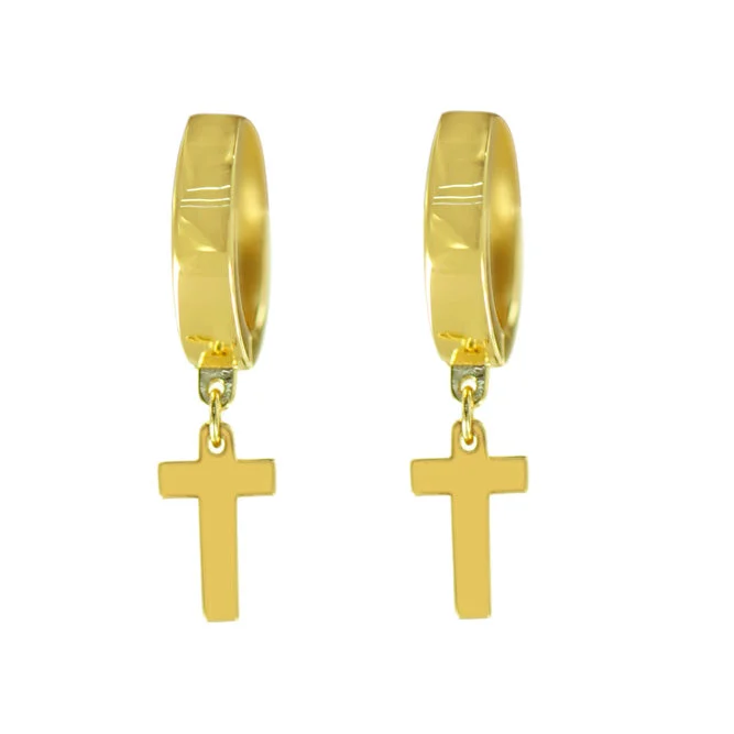 sculpted silver earrings-CROSS EARRINGS