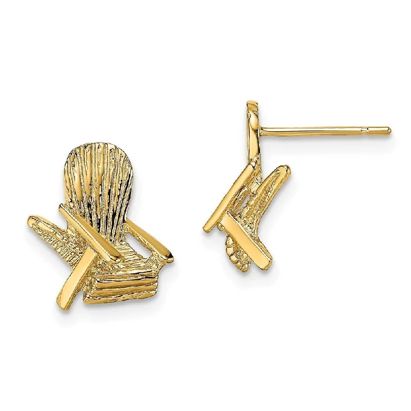 custom orbit earrings-Diamond2Deal 14K Yellow Gold 2-D Beach Chair Stud Earring (L-12.15 mm, W-10.35 mm)