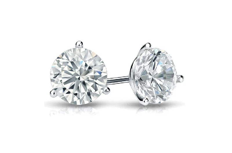 tech gemstone earrings-Earrings 1.00 cts Natural Round Diamonds F-SI1 Platinum Studs