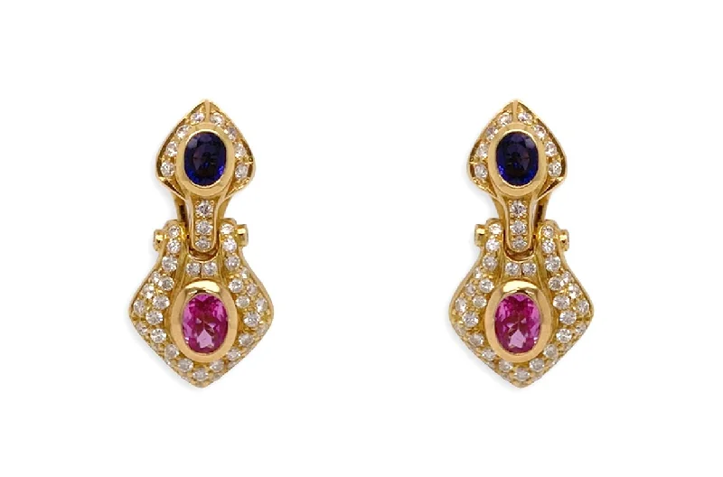 morganite silver earrings-Earrings 18kt Gold Classic Sapphires & Diamonds