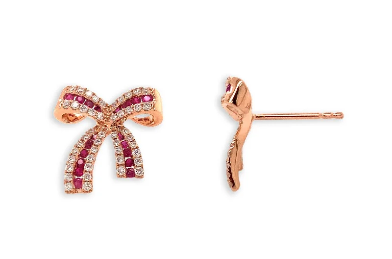 rose gold interlocked earrings-Earrings Bows 18kt Gold & Gemstones